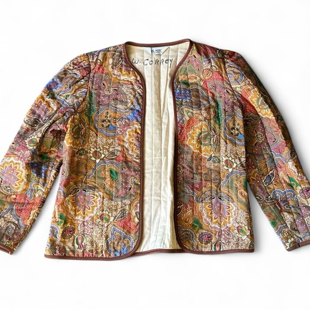 Women’s vintage 80s paisley print quilted jacket size medium